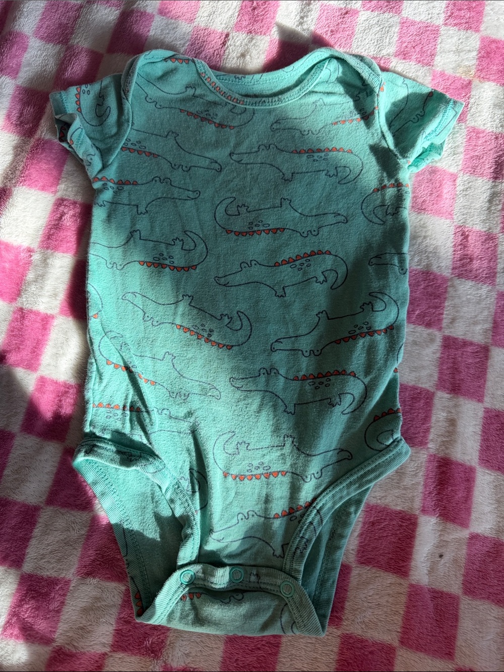Baby Teal Crocodile Print One-Piece Bodysuit